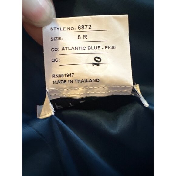 After Six Atlantic Blue Formal Gown Size 8R Off-The-Shoulder Slit Maxi Dress - Picture 5 of 8